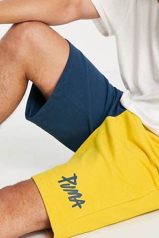 Skateboardbermuda - Donkerblauw en Geel - Puma