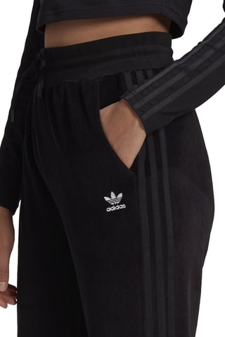 Velours Broek hoge taille Zwart