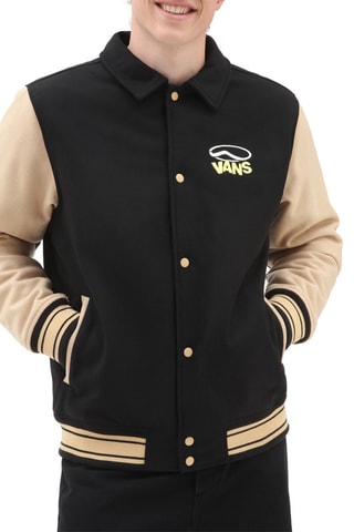 Wollen Baseball Jasje Thomas Zwart en Beige