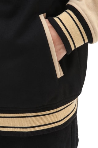Wollen Baseball Jasje Thomas Zwart en Beige