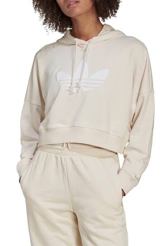 Sweater met Capuchon Cropped Hoodie Beige