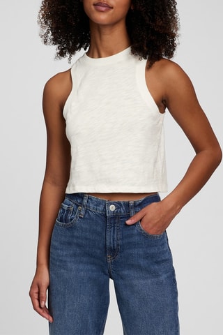 Débardeur en coton biologique - Blanc chiné
