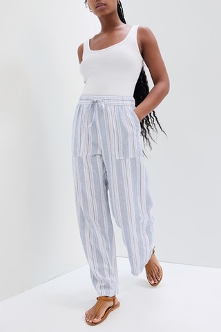 Pantalon en lin - Bleu-gris