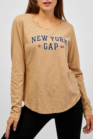 T-shirt en coton biologique - Beige chiné