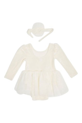 Body-robe et bandeau en velours - Ivoire