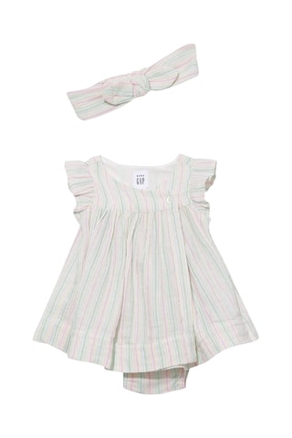 Bandeau noué et body-robe - Blanc et vert clair