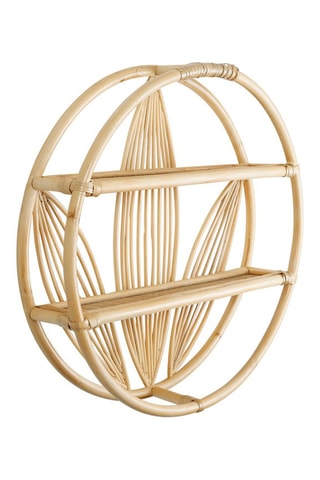 Etagère murale 2 niveaux - En rotin - 60 x 15 cm