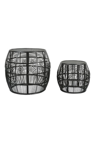 2 tables d’appoint en rotin Element - 55 x 50 cm/31 x 36 cm