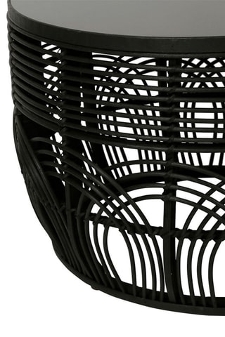 2 tables basses en verre, bambou et rotin Element- 60 x 40,5 cm/40 x 36,5 cm