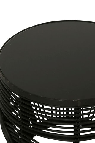 2 tables basses en verre, bambou et rotin Element- 60 x 40,5 cm/40 x 36,5 cm