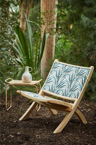 Fauteuil pliable en bois d'hévéa Tropic'art Sauge - Tissu polyester