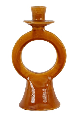 Bougeoir en terre cuite Embrase - 25 x 25 x 15 cm - Marron