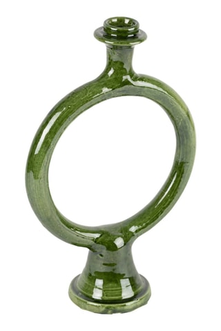 Bougeoir en terre cuite Embrase - 18,5 x 32 x 11 cm - Vert