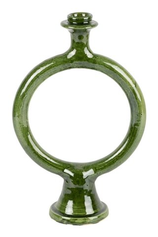 Bougeoir en terre cuite Embrase - 18,5 x 32 x 11 cm - Vert