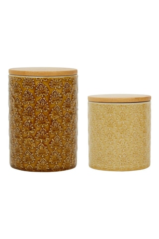 2 pots en grès Golden - 10 x 13,5/10 x 10,5 cm
