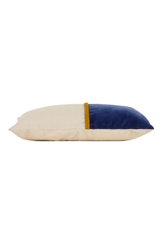 Housse de coussin en velours Neo - Beige et bleu marine - 50 x 30 cm