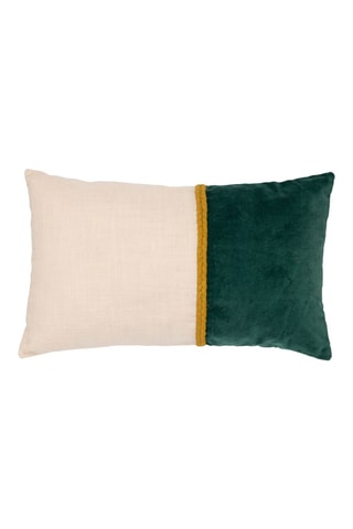 Housse de coussin en velours Neo - Vert émeraude et écru - 50 x 30 cm