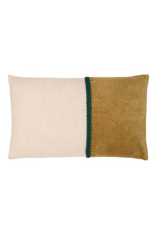 Housse de coussin en velours Neo - Doré et écru - 50 x 30 cm