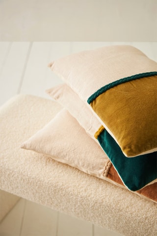 Housse de coussin en velours Neo - Doré et écru - 50 x 30 cm