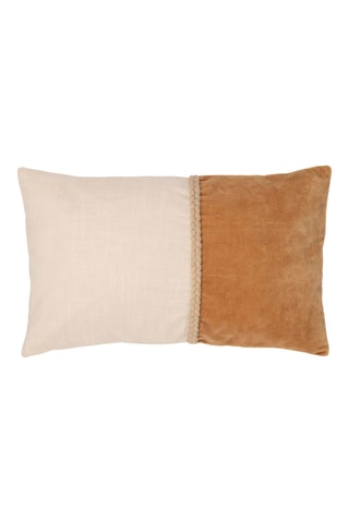 Housse de coussin en velours Neo - Camel et écru - 50 x 30 cm