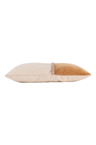Housse de coussin en velours Neo - Camel et écru - 50 x 30 cm