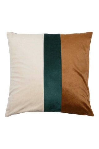 Housse de coussin en velours Mocoa - Vert émeraude et camel - 45 x 45 cm
