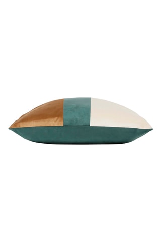 Housse de coussin en velours Mocoa - Vert émeraude et camel - 45 x 45 cm