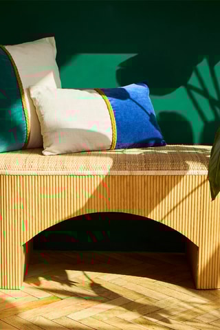 Housse de coussin en velours Neo - Vert émeraude et écru - 45 x 45 cm