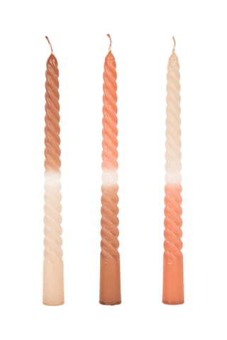 3 bougies Torsade - Marron et corail