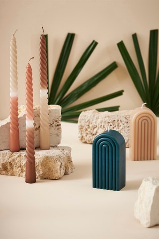 3 bougies Torsade - Marron et corail