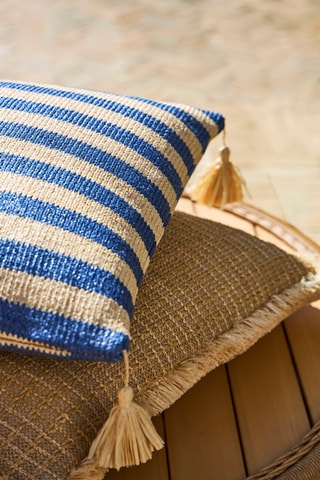 Housse de coussin Medi - Indigo et beige - 45 x 45 cm