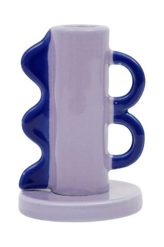 Bougeoir en grès Funny - 11 cm - Violet