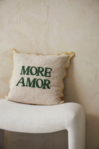 Housse de coussin Lumi - Ecru et vert - 49 x 49 cm