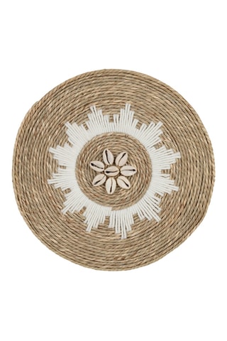 Décoration murale Cauri - 25 x 25 x 0,5 cm - Naturel et blanc