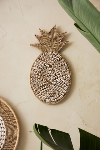 Décoration murale Cauri - 20,5 x 40 cm - Naturel et blanc