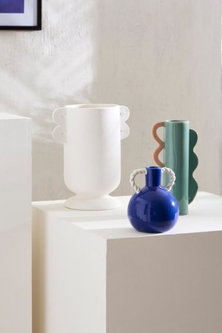 Vase en grès Funny - 13,5 cm - Bleu marine 