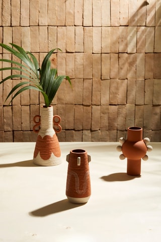 Vase en terre cuite Maderia - 20,5 cm - Camel et beige clair