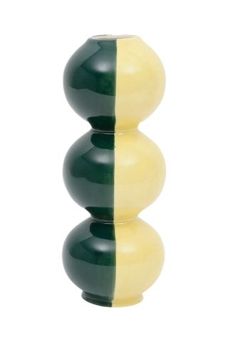 Vase en grès Lumi - 8,5 cm - Jaune et vert émeraude