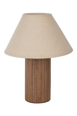 Lampe de table en pin, rotin et lin Hera - Naturel et écru - 25 W
