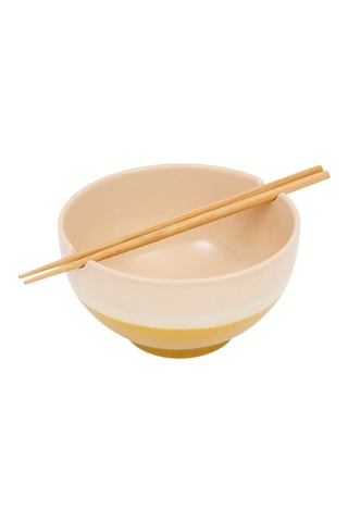 Bol et baguettes en porcelaine et bambou Funky - 60 cl