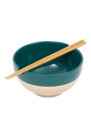 Bol et baguettes en porcelaine et bambou Funky - 60 cl