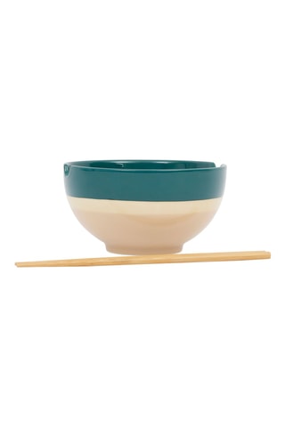 Bol et baguettes en porcelaine et bambou Funky - 60 cl