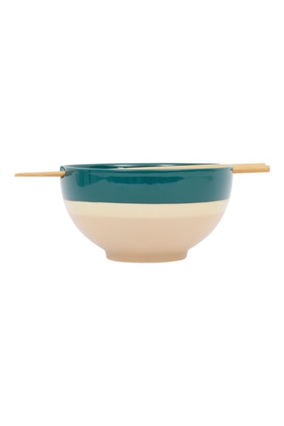 Bol et baguettes en porcelaine et bambou Funky - 60 cl