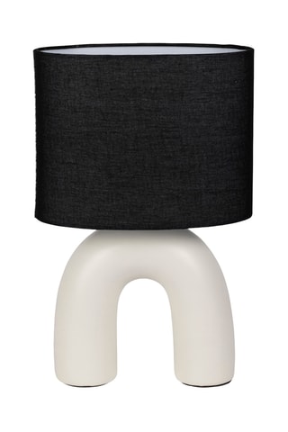 Lampe à poser en céramique Lignes - Ecru et noir - 40 W