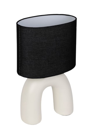 Lampe à poser en céramique Lignes - Ecru et noir - 40 W