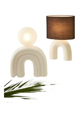 Lampe à poser en céramique Lignes - Ecru et noir - 40 W