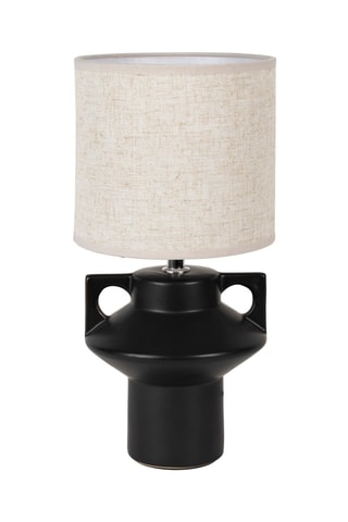 Lampe à poser en céramique et lin Eterra - Noir et beige