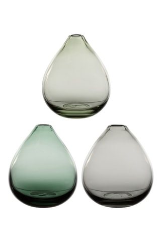 3 vases Cyrius - 13 cm - Gris et vert clair