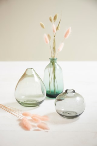 3 vases Cyrius - 13 cm - Gris et vert clair