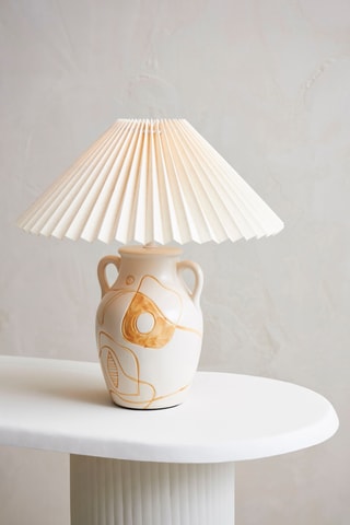 Lampe à poser en céramique Greeka - Rouge brique et écru